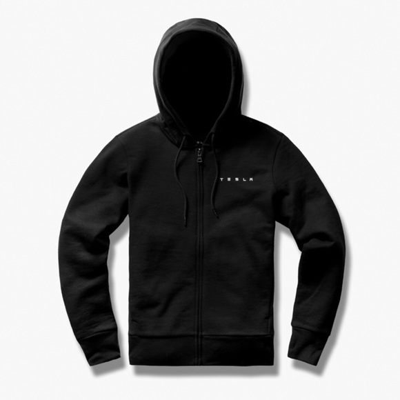 Tesla Sweaters - Tesla Full Zip Black Hoodie
